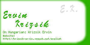 ervin krizsik business card